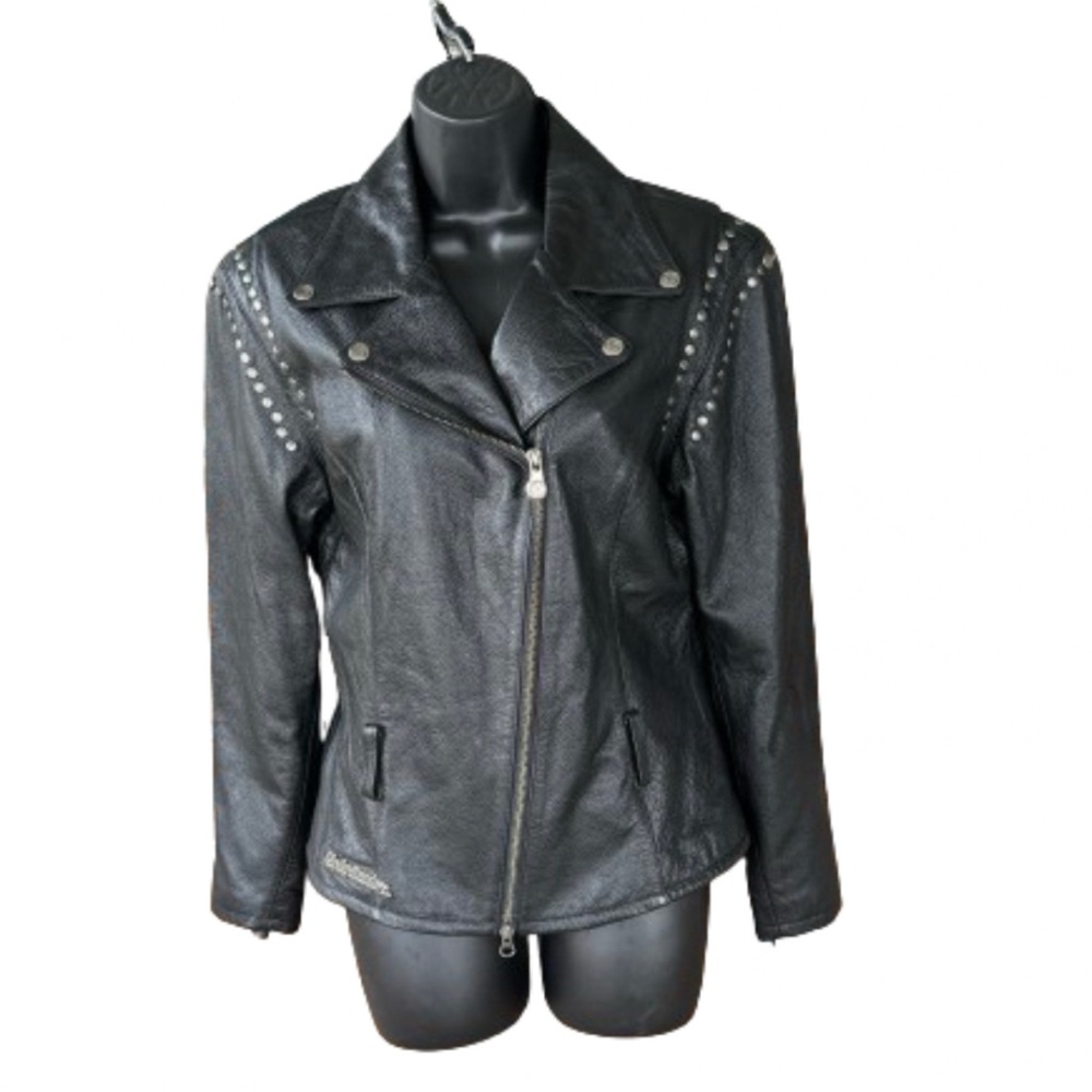Harley Davidson Women’s Black Studded Leather jacket Size Medium